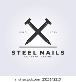 Simple logo vintage Steel nails vector illustration design