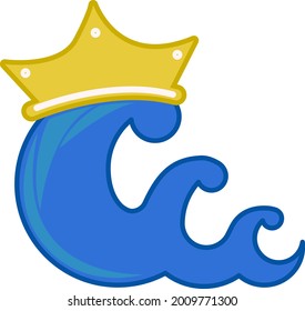 Sencilla ola de logo del rey o del surf