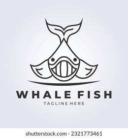 Simple logo whale fish vector illustration design
