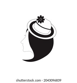 simple logo of a woman wearing a hat. vector illustration for logo, icon or sticker