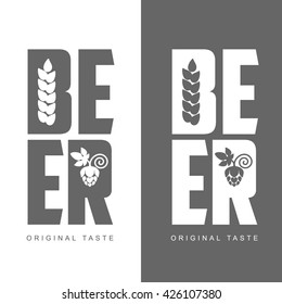 simple logo with the words Beer, vector illustration, isolated on a white background