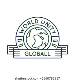 Simple Logo with World unity global icon. Simple Logo with a globe. Ideal for use in apps, websites, digital platform focused on global communication. Vector illustration