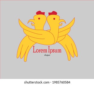
simple logo yellow twin rooster