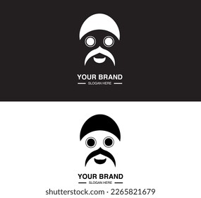 
a simple logo for your brand with the concept of a young man with a mustache