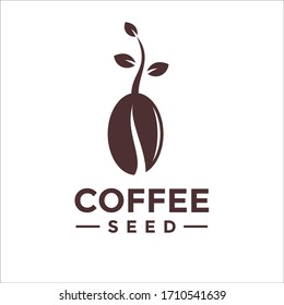 simple logos of coffee beans and growing plant seeds
