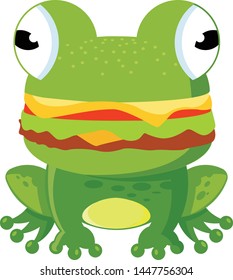 Simple logos featuring frogs and burgers. frogs are adaptable animals, always looking forward, patient and agile. It is suitable for the fast food industry