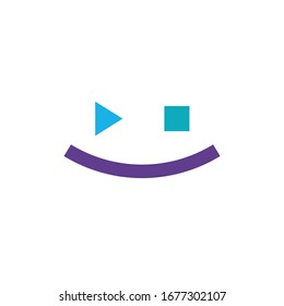 Simple logos Smile play and paused  online music streaming