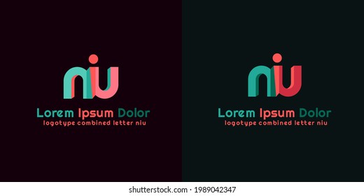 simple logotype combination letter n i and u isolated black and white background. usable vector logo design for business. industrial. technology company