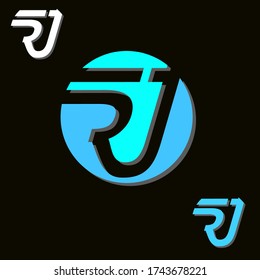 Simple LogoType Letter R And J isolated with Circle
