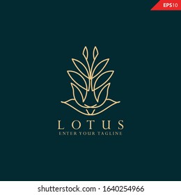 Simple logotype template for premium business. Lotus sign. Abstract flower design. Line creative symbol. 