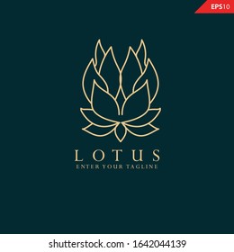 Simple logotype template for premium business. Lotus sign. Abstract flower design. Line creative symbol. 