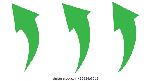 Simple long green curved arrow icon pointing to the right and left vector arrow icon on white background. eps 888