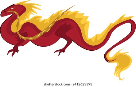 Simple long red dragon in vector