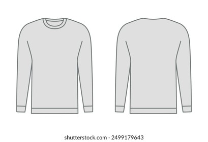 Simple long sleeve line templates. Front and back view. Vector illustration