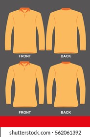 Simple Long Sleeve T-Shirts with collar design, colored Orange