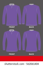 Simple Long Sleeve T-Shirts with collar design, colored Purple