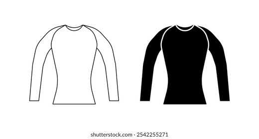 simple long sleeves rash guard icon