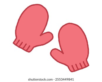 Simple loose hand-drawn illustration of gloves (red, pink)