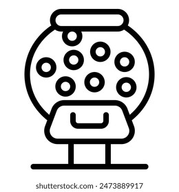 Simple lottery machine dispensing winning balls icon representing gambling and prize drawing