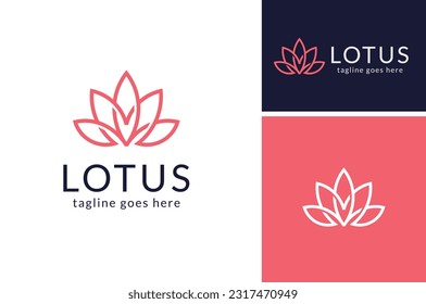 Simple Lotus Floral Leaves. Beauty Flower Leaf for Spa Cosmetic Therapy Skin Care logo design