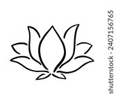 Simple lotus flower line drawing outline isolated in white background. 
Lotus Blossom Symbol Icons. Vector illustration concept of Abstract Lotus flower