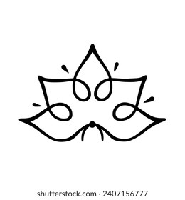 Simple lotus flower line drawing outline isolated in white background. 
Lotus Blossom Symbol Icons. Vector illustration concept of Abstract Lotus flower