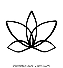 Simple lotus flower line drawing outline isolated in white background. 
Lotus Blossom Symbol Icons. Vector illustration concept of Abstract Lotus flower