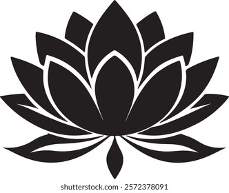 Simple Lotus Flower Silhouette Vector for Yoga and Relaxation.