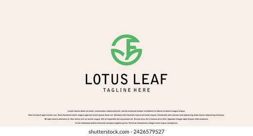 Diseño simple del logotipo de la hoja de loto con la letra de la combinación de la A a la Z| vector premium