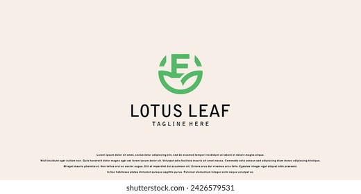 Simple lotus leaf logo design with combination letter from A to Z| premium vector