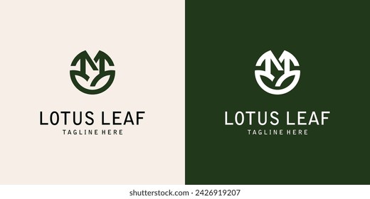 Simple lotus leaf logo design with combination letter from A to Z| premium vector