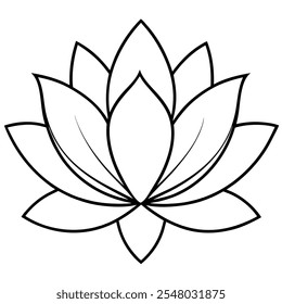 simple lotus line art vector isolated on white background