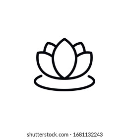 Einfaches Lotus-Zeilensymbol. Piktogramm anheben. Vektorillustration einzeln auf weißem Hintergrund. Qualitätszeichen von Premium. Vektorillustration-Zeichen für mobile App und Webseiten.