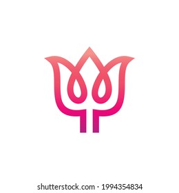 einfache Lotus minimalistische Wohnung. Abstraktes Emblem, Design-Konzept, Logo, Logotyp-Element, Vorlage.