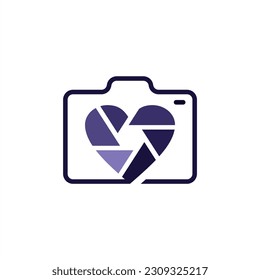 Simple love camera photography logo icon vector template.