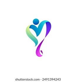 simple love care logo template, charity design social, unity