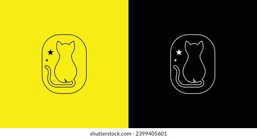 Diseño del logotipo del gato de amor simple con un concepto único| logotipo de tienda de mascotas| vector premium