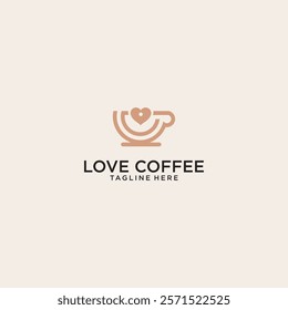Simple love coffe logo design with unique concept