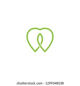 Simple Love Dental Vector Concept Design. Cosmetic Dental Dentistry. Dental Clinic Logotype Concept Icon. Vector Illustration EPS.8 EPS.10