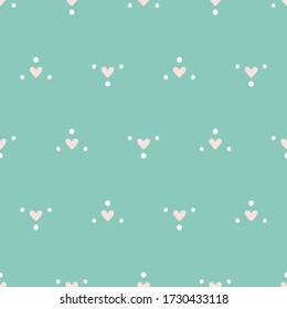 Simple Love Dot Triangle Seamless Pattern Background Wallpaper. Combination colors of green and pink. Pattern for Paper, Wrapping, Fabric, Textile, and more.