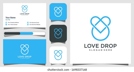 Simple Love Drop Logo Template with overlapping lines concept. logo design, icon and business card