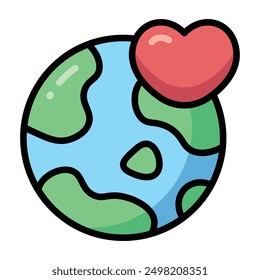 Simple Love The Earth icono colorido. El ícono se puede utilizar para Sitios web, Plantillas impresas, Plantillas de presentación, ilustraciones, etc