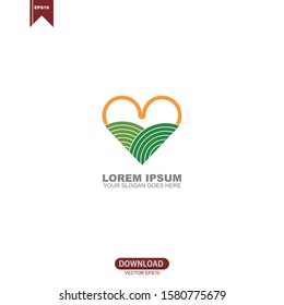 Simple love farming logo vector design