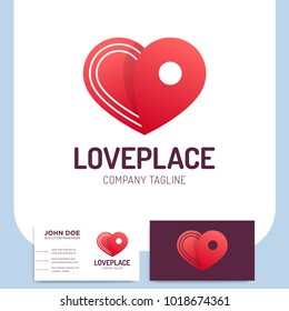 Simple love hear place logo or pin navigation icon template designs