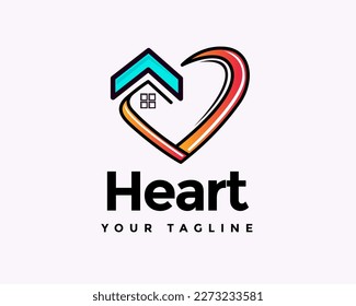 simple love heart home house favorite logo icon symbol design template illustration inspiration
