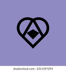 simple love heart plane top arrow direction logo