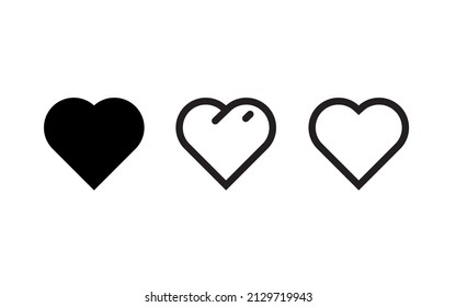 Simple love icon set. Minimalist heart vector shape