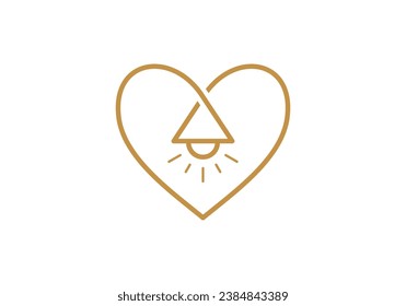simple love and interior lights logo design vector