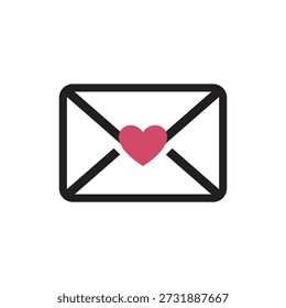 Simple love letter envelope icon vector graphic template