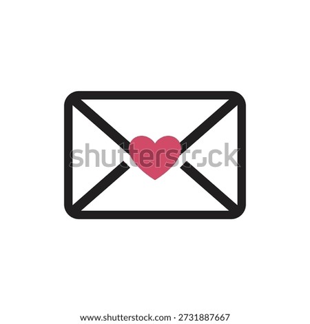 Simple love letter envelope icon vector graphic template